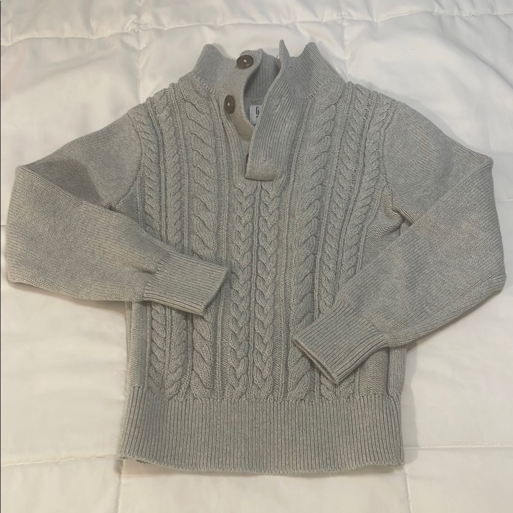 GAP Boys Small 6/7 Gray Cable Knit Sweater